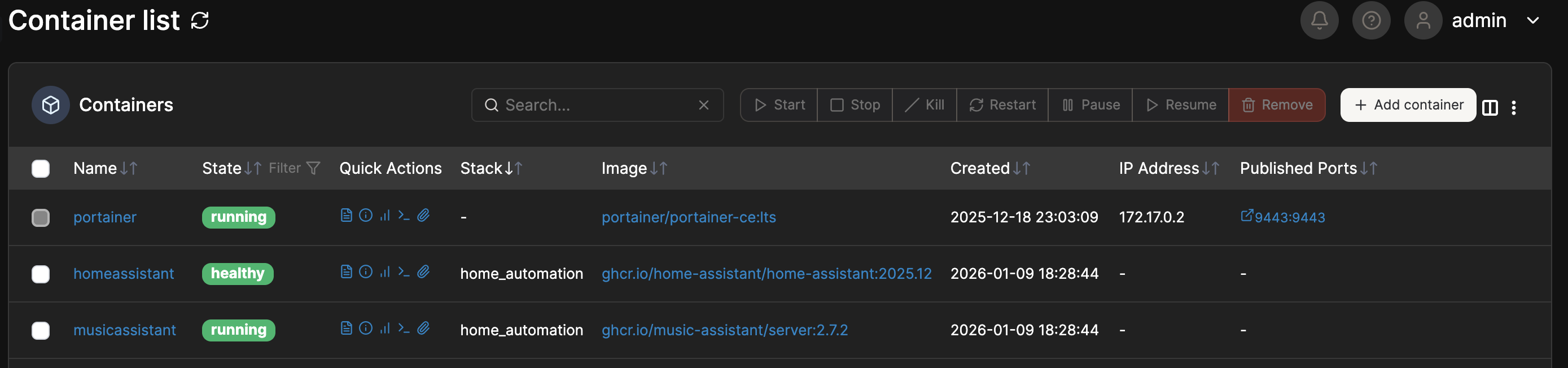 portainer-container-list
